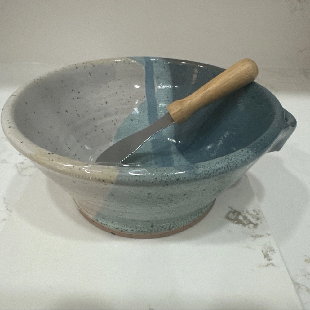 Salvaterra Signed Studio Art  Pottery Bowl/Spreader. For Cheese, Butter, Dips